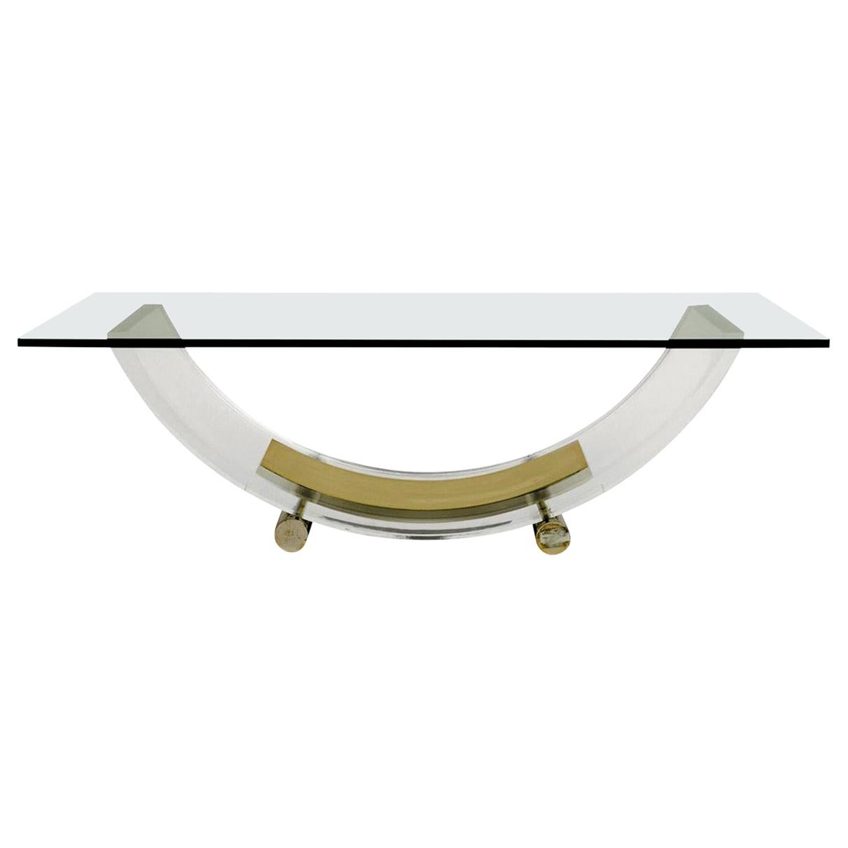 French Acrylic and Brass Cocktail Table Base