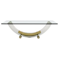 French Acrylic and Brass Cocktail Table Base