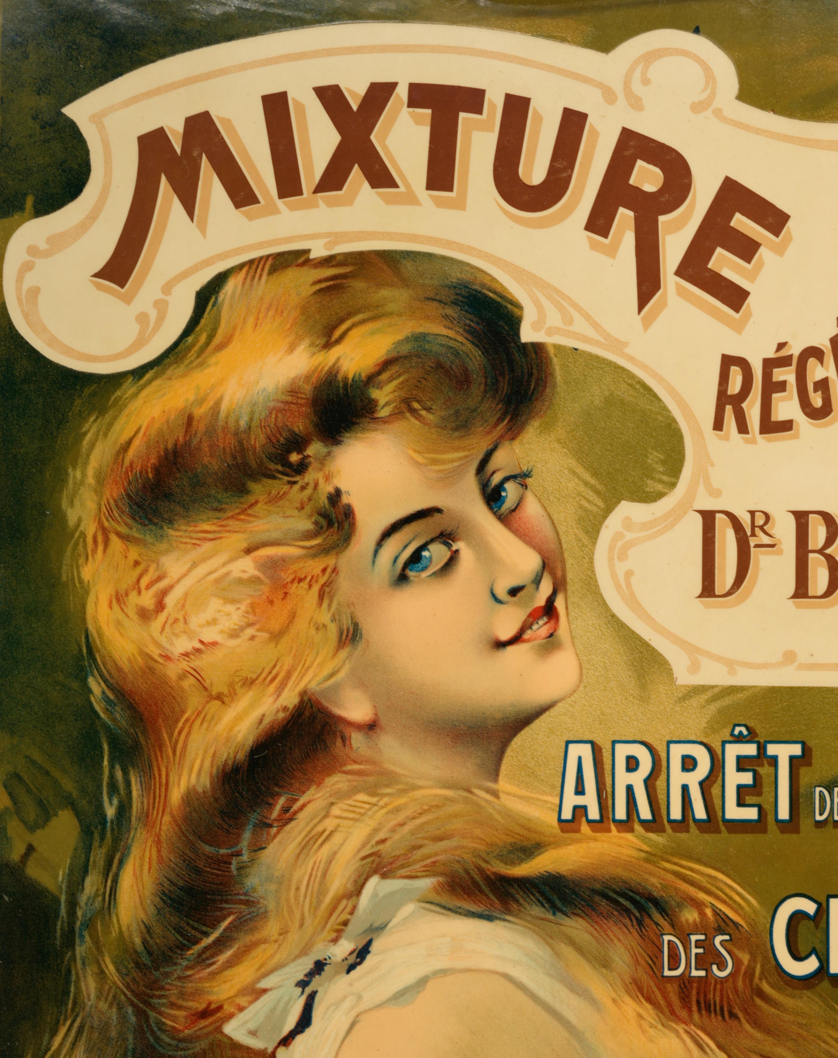 Wall ad glacoid poster, France, 1890s. A glacoid is a process invented at the end of the 19th century in which a poster is affixed to a supportby trapping it under an envelope of special varnish. This hardens the poster, protects it and gives it a