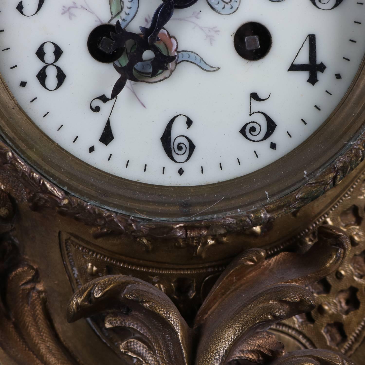 Cast French A.D. Mougin Rococo Style Bronze Mantel Clock, Dragon Motif, circa 1880