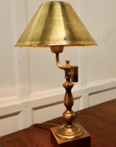 French Brass Desk Lamp, Adjustable Arm, Belle Époque Style, 1960