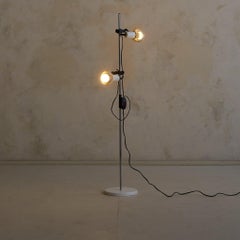 French Adjustable Chrome Floor Lamp with Perforated Shades, 1950s