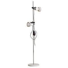 Lampada da terra francese regolabile in cromo con paralumi traforati, anni '50