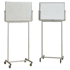 French Adjustable Metal Floor Mirror on Casters, 1940s - 2 Available