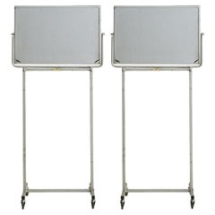 French Adjustable Metal Floor Mirror on Casters, 1940s - 2 Available