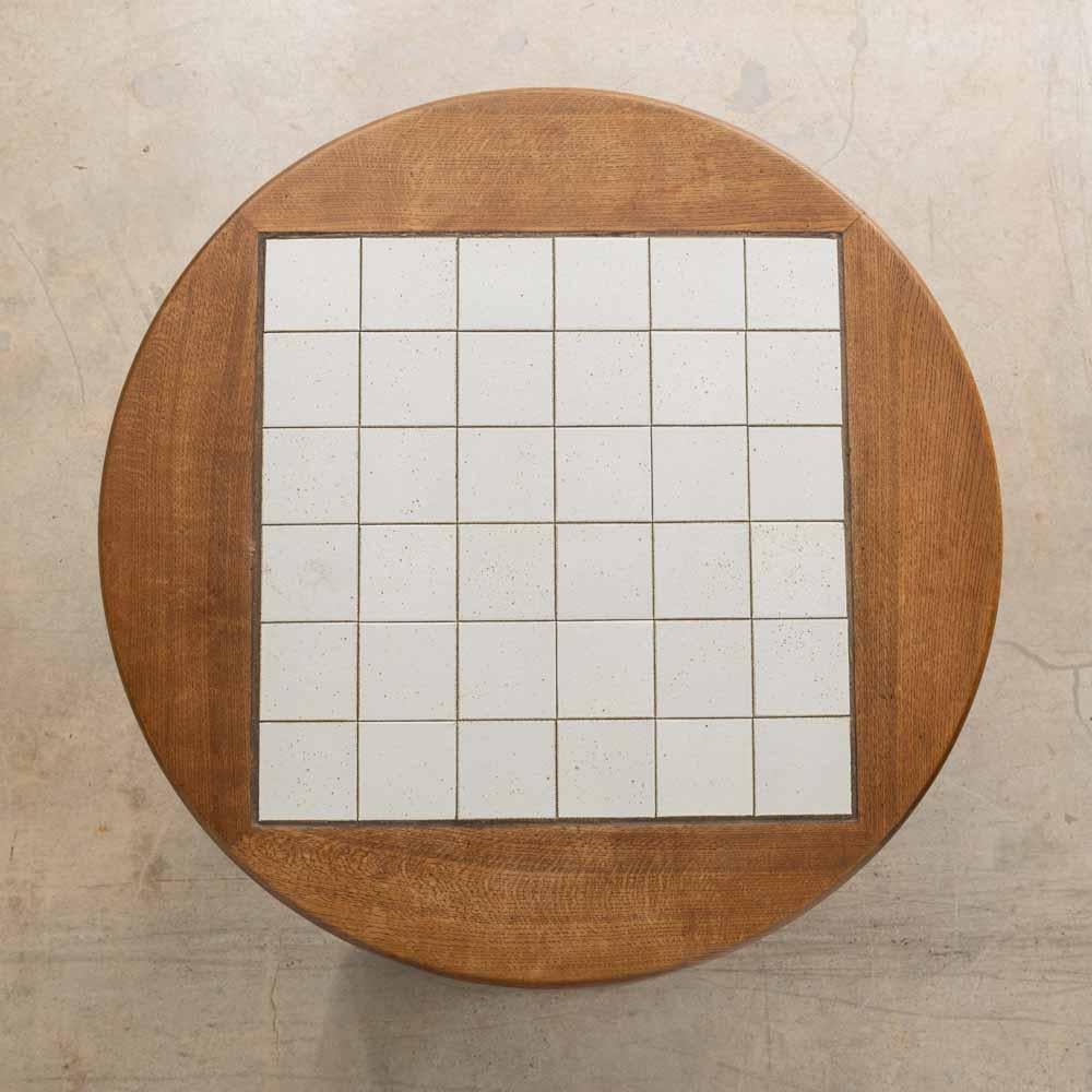 Table réglable en chêne français et carreaux de faïence par Guillerme et Chambron en vente 4