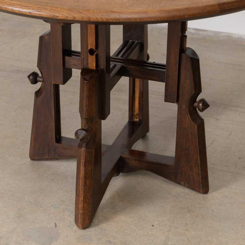 Table réglable en chêne français et carreaux de faïence par Guillerme et Chambron en vente 5