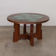 French Adjustable Oak and Tile Table by Guillerme et Chambron