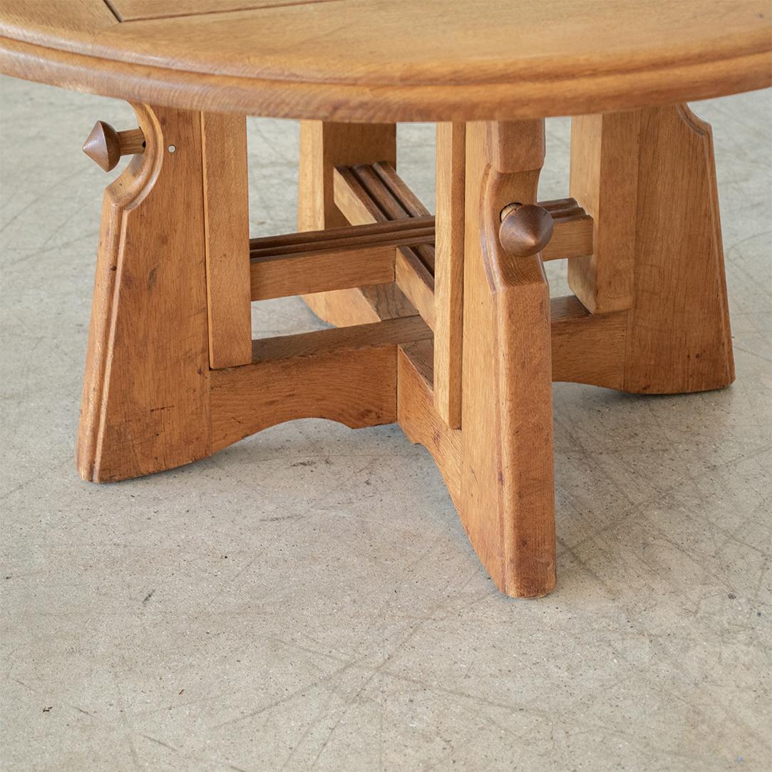 French Adjustable Oak Table by Guillerme et Chambron 6