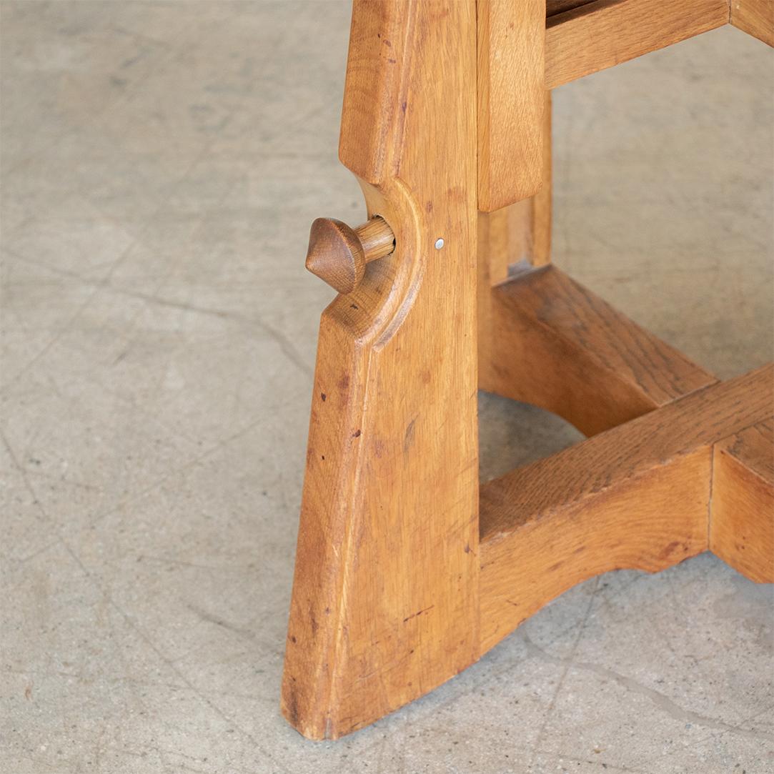 French Adjustable Oak Table by Guillerme et Chambron 8