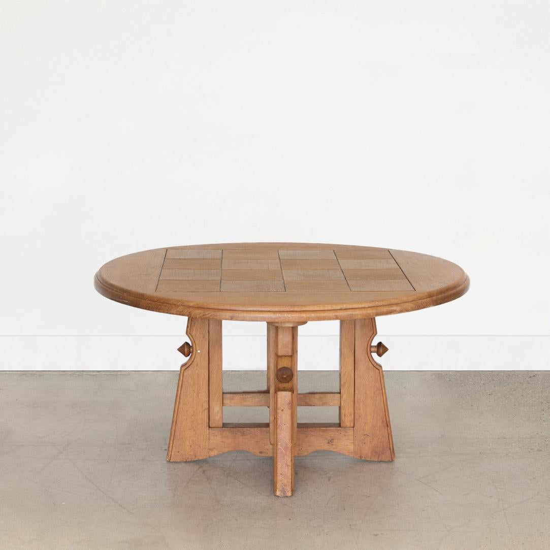 French Adjustable Oak Table by Guillerme et Chambron In Good Condition In Los Angeles, CA