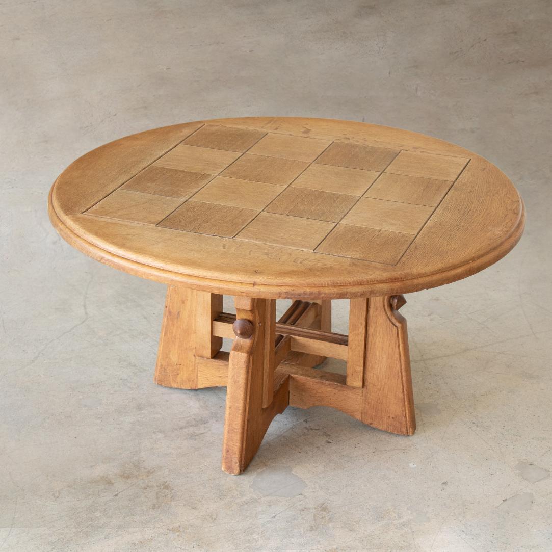 French Adjustable Oak Table by Guillerme et Chambron 1