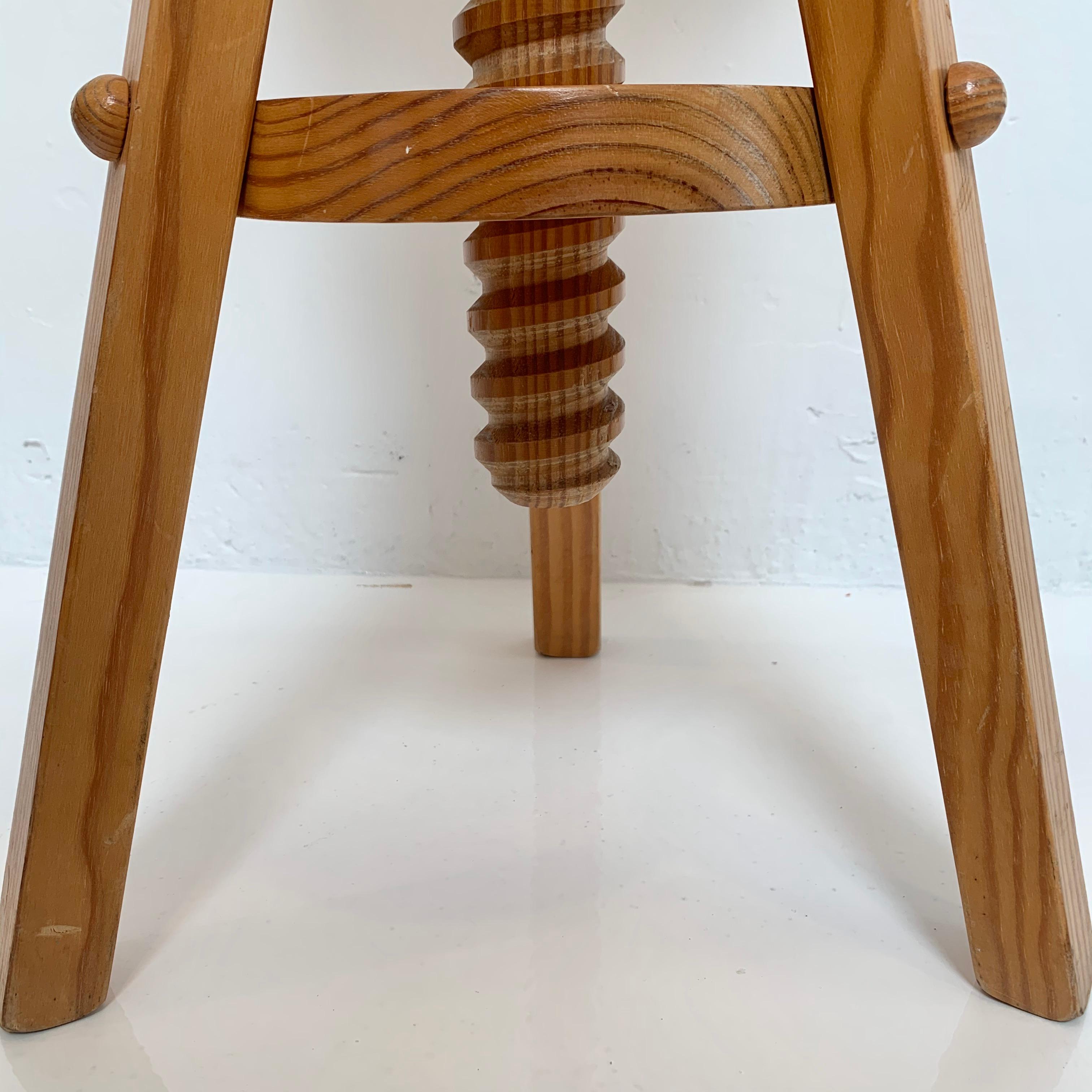 Late 20th Century French Adjustable Pine Stool For Sale