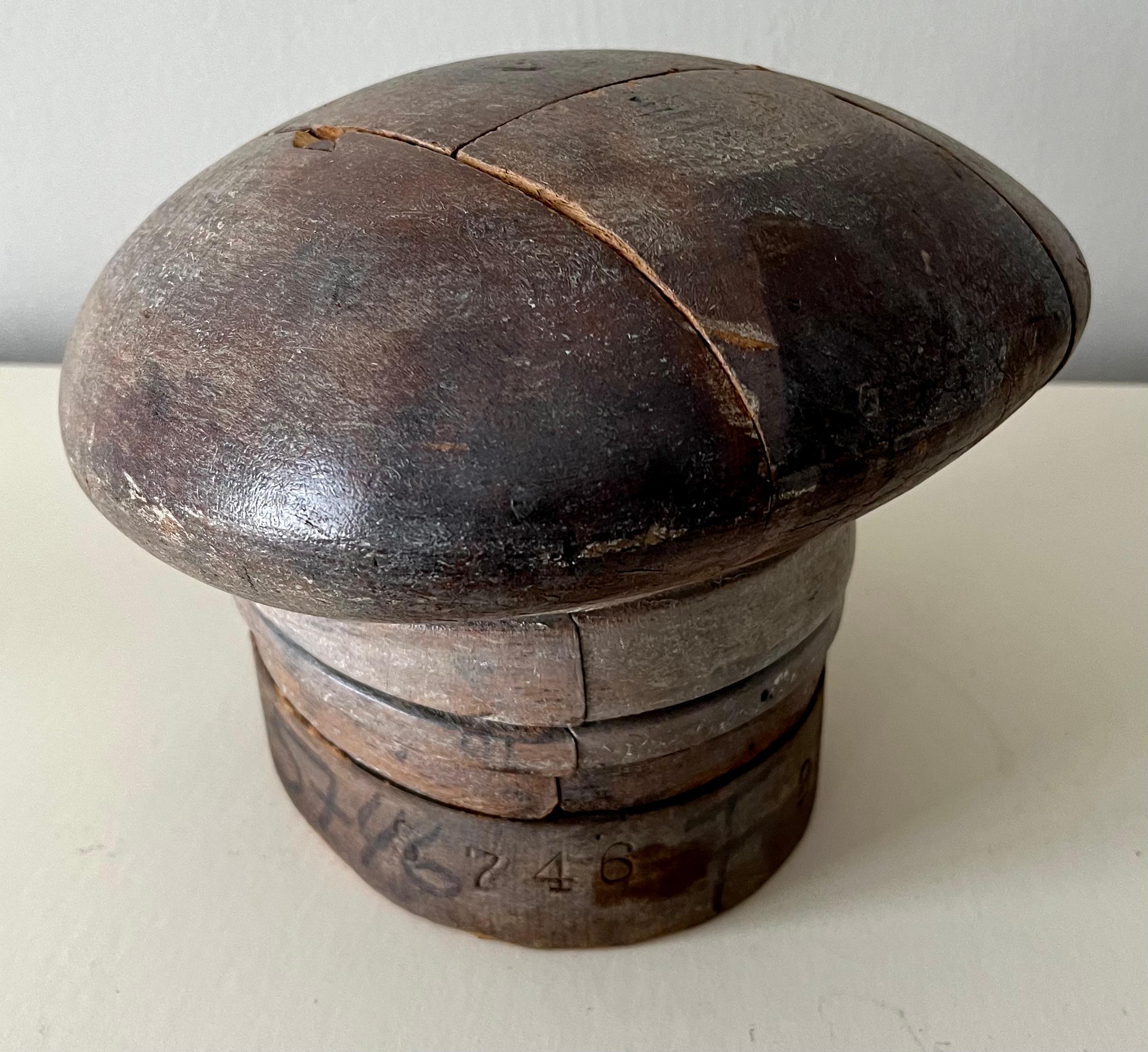 Art Deco French Adjustable Wooden Milliner Hat Block Form For Sale