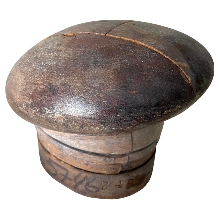 French Adjustable Wooden Milliner Hat Block Form For Sale at