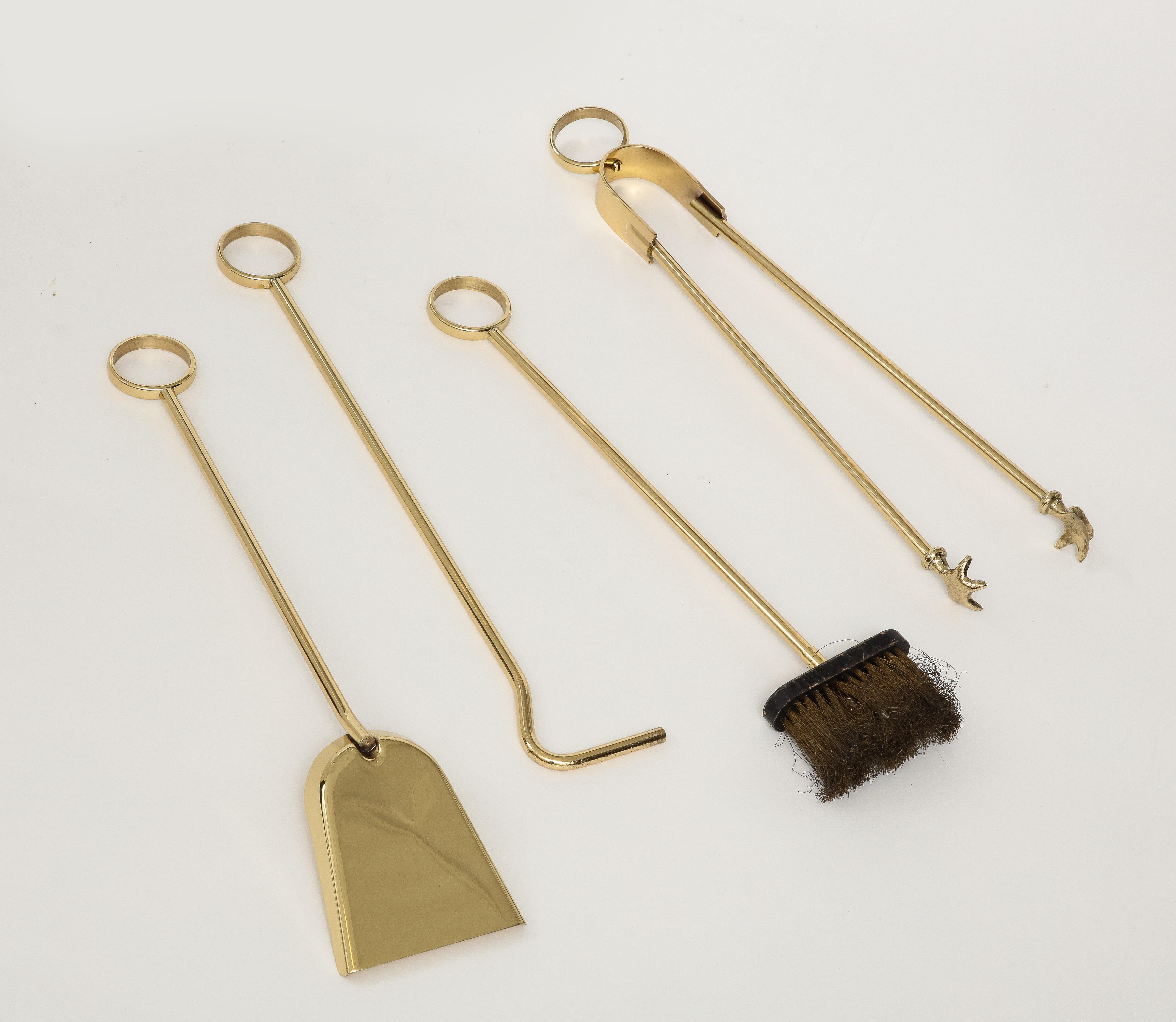 French Adnet Style Brass Fire Tools For Sale 8