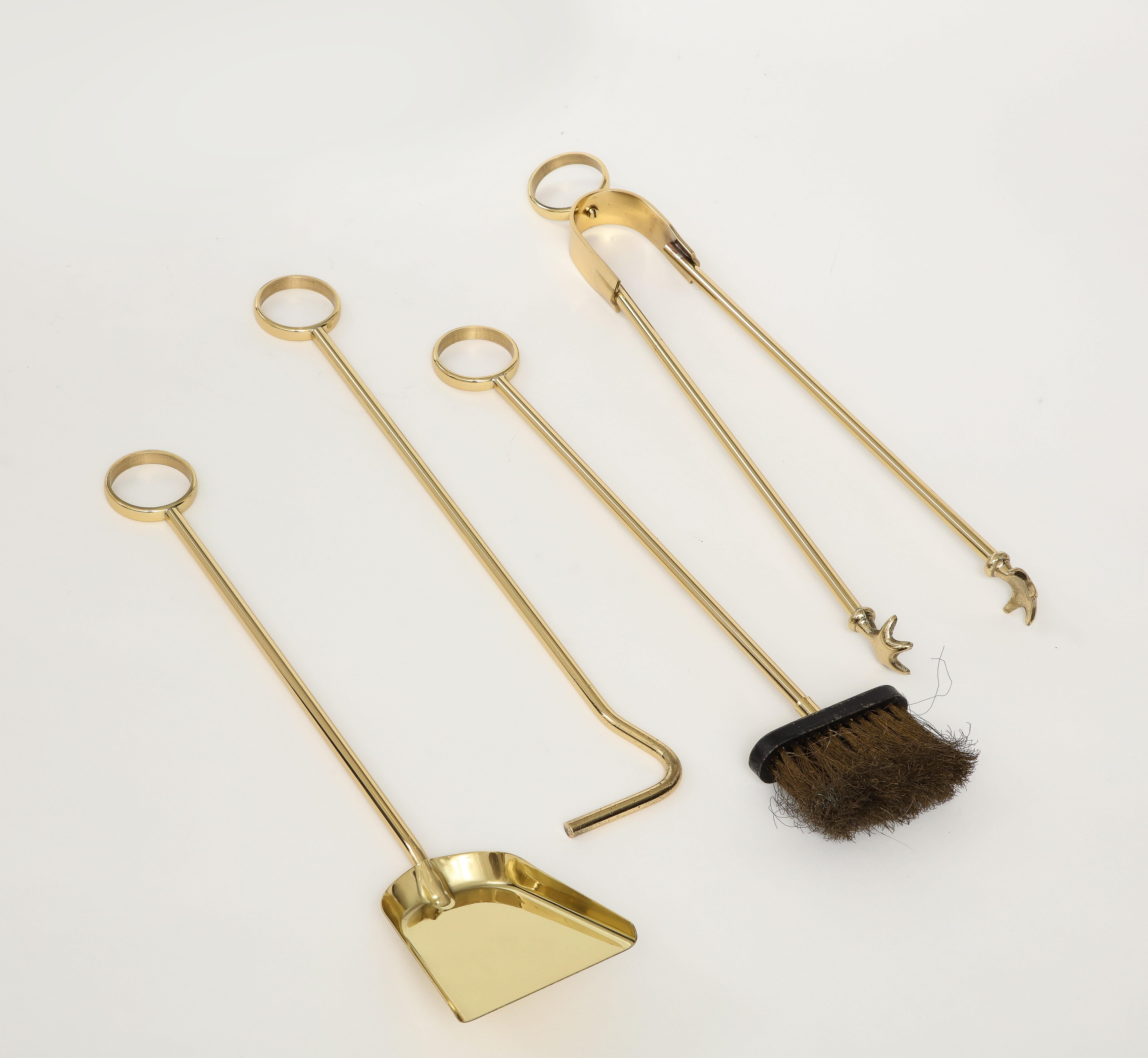 French Adnet Style Brass Fire Tools For Sale 2