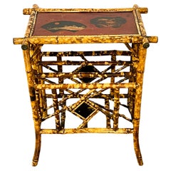 Retro French Aesthetic /Japonisme Red Lacquer Bamboo Side Table, Circa 1880s