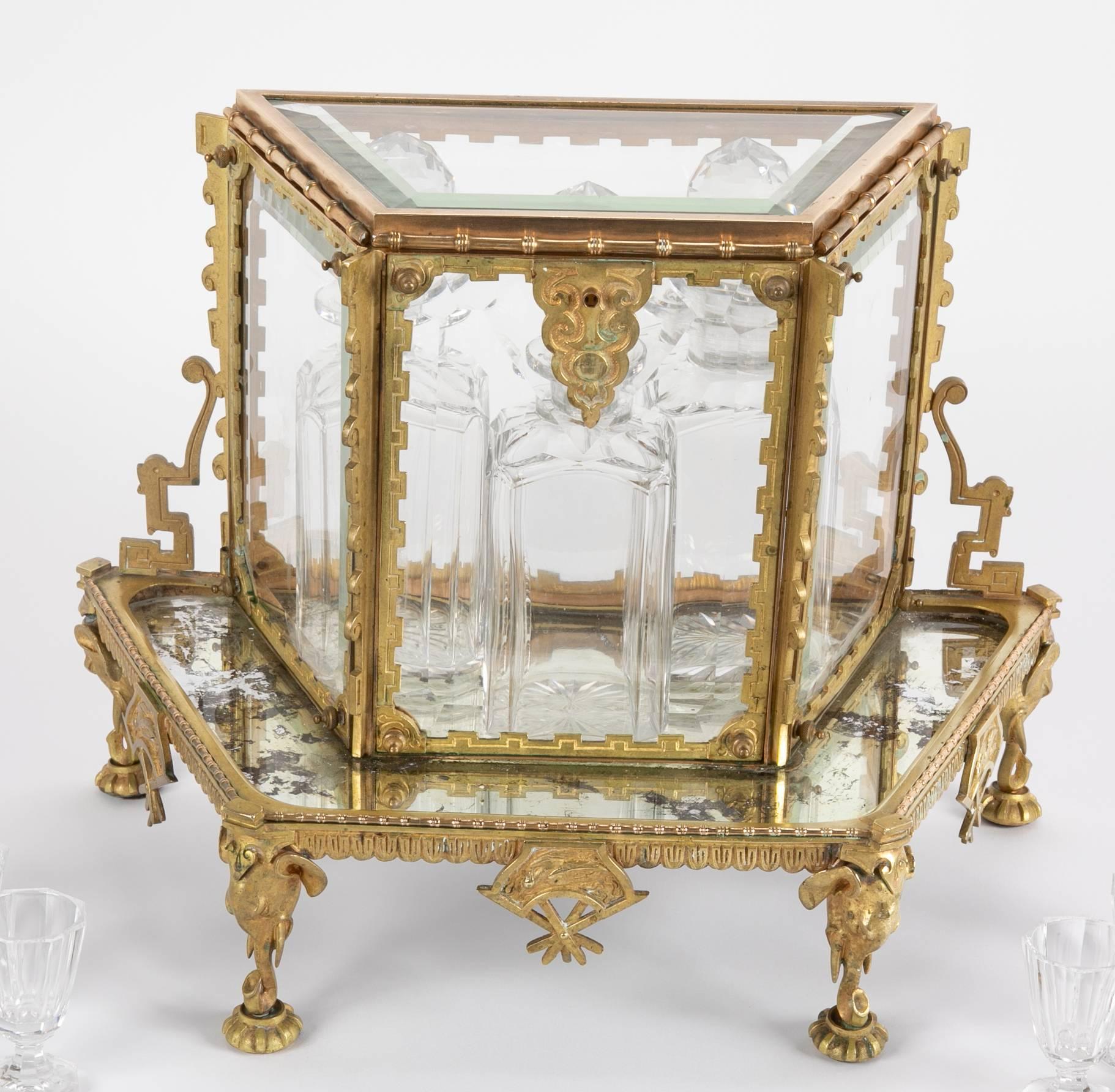 Late 19th Century French Aesthetic Movement Baccarat Crystal and Bronze Tantalus
