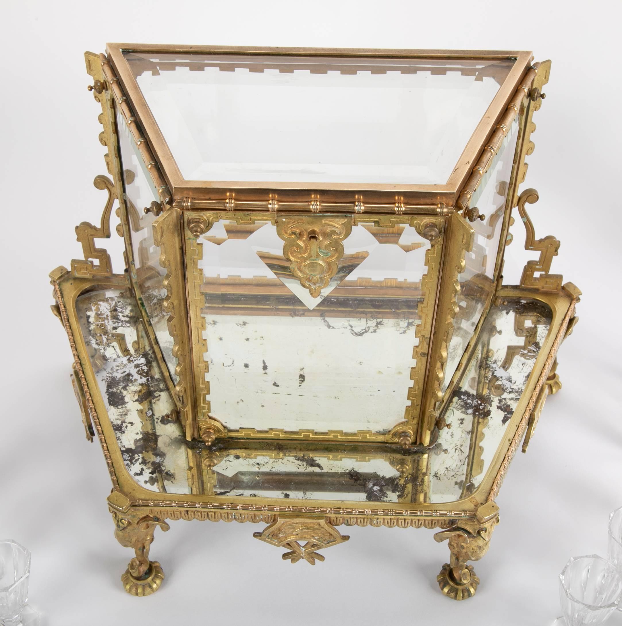 French Aesthetic Movement Baccarat Crystal and Bronze Tantalus 2