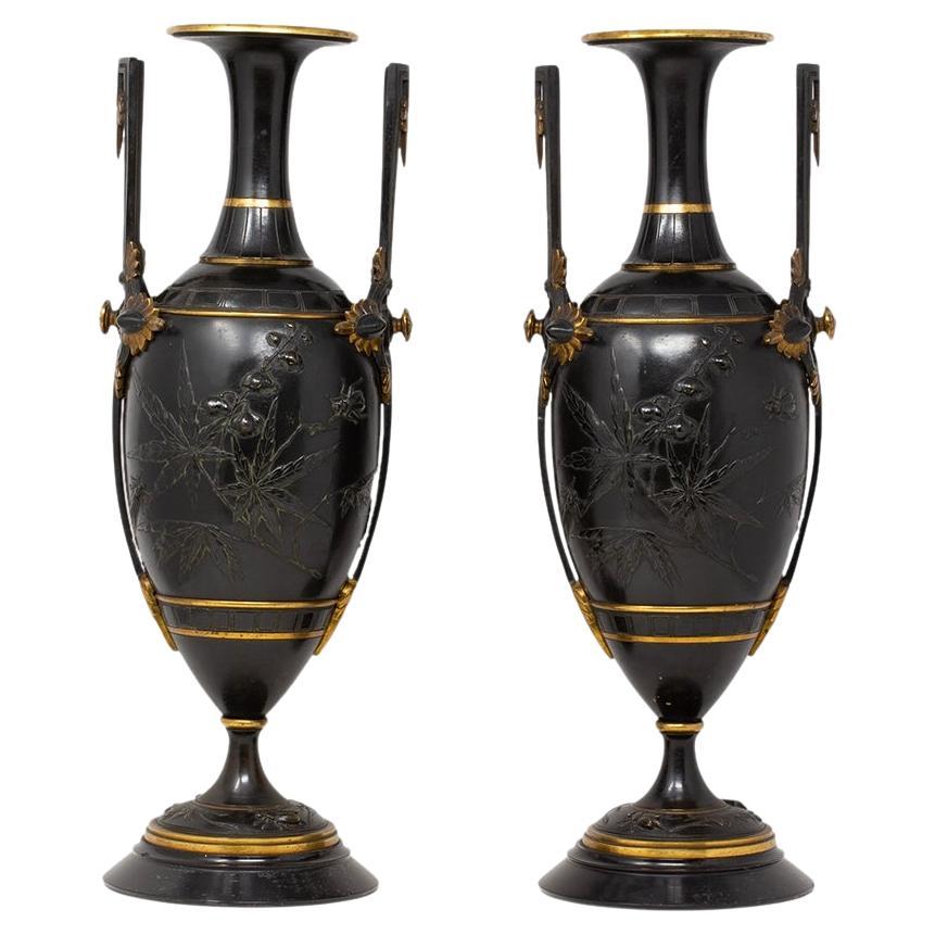 French Aesthetic Movement Bronze Vases