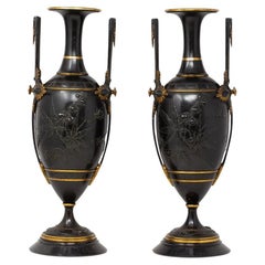Antique French Aesthetic Movement Bronze Vases