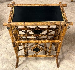 French Aesthetic Movement Japonisme Burnt Bamboo & Black Lacquer Side Table