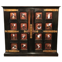 French Aesthetic Movement Neoclassical Style Ebonized Oak Cabinet