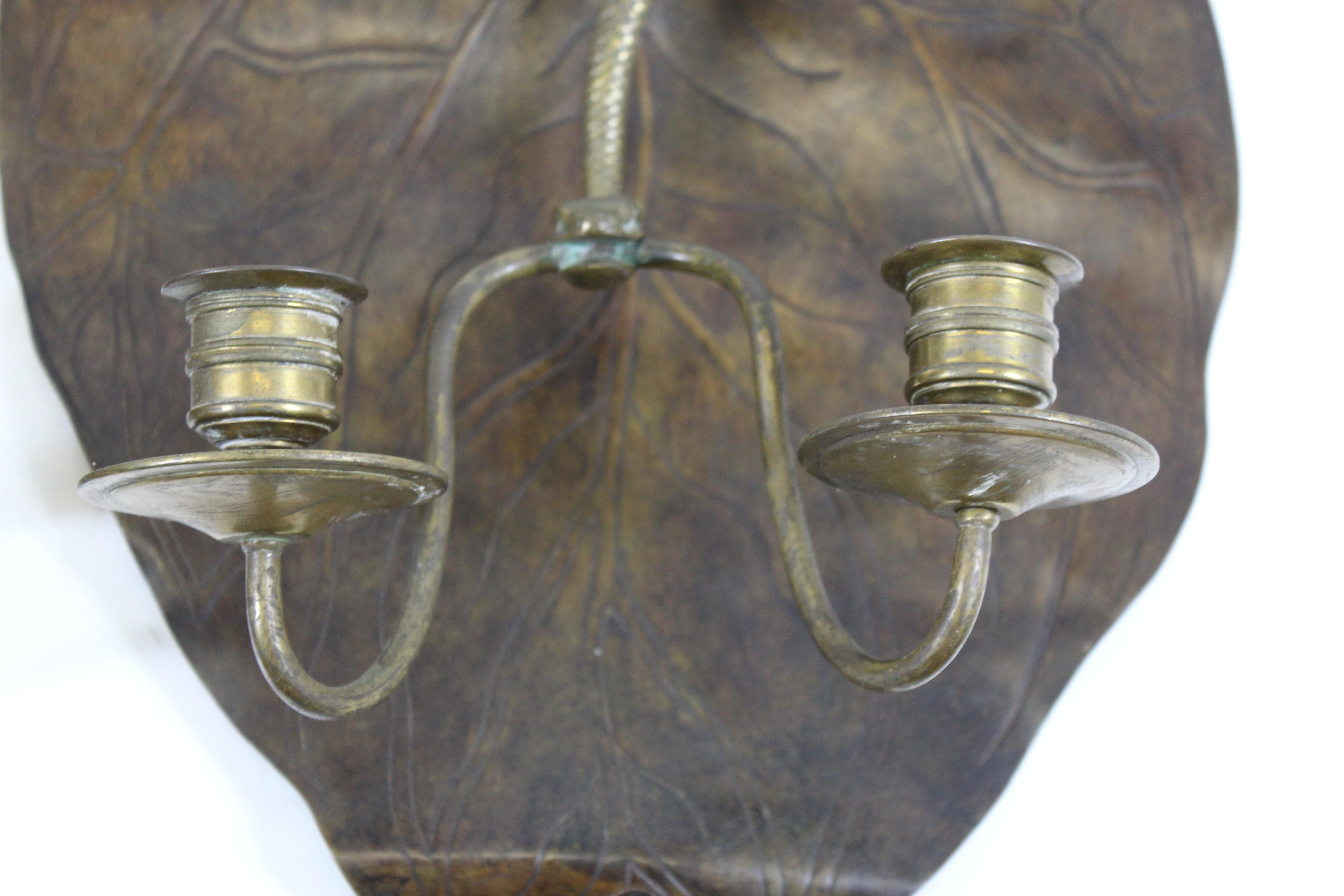 French Aesthetic Style Bronze & Copper Snake & Salamander Candle Sconces For Sale 1