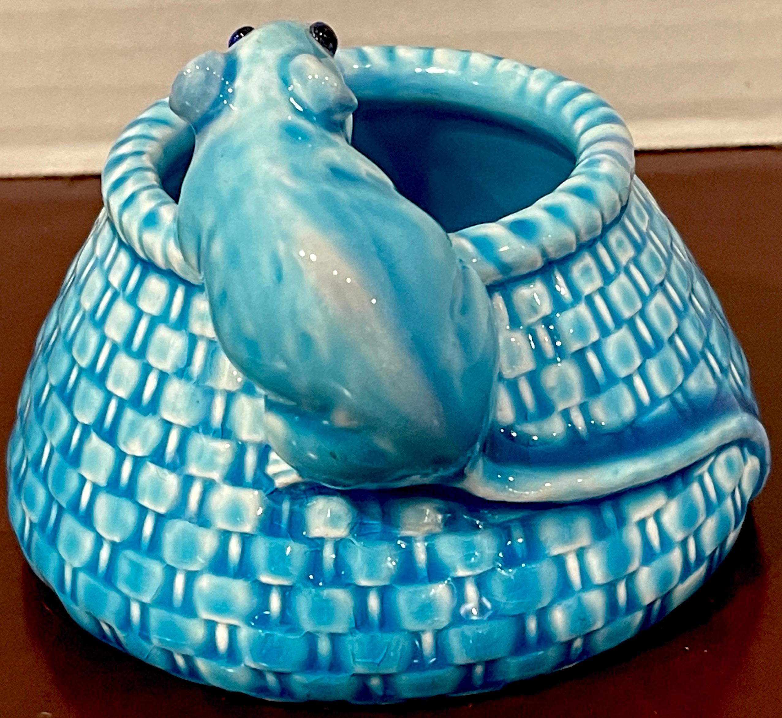 Émaillé Vase souris figuratif émaillé turquoise, esthétique française en vente