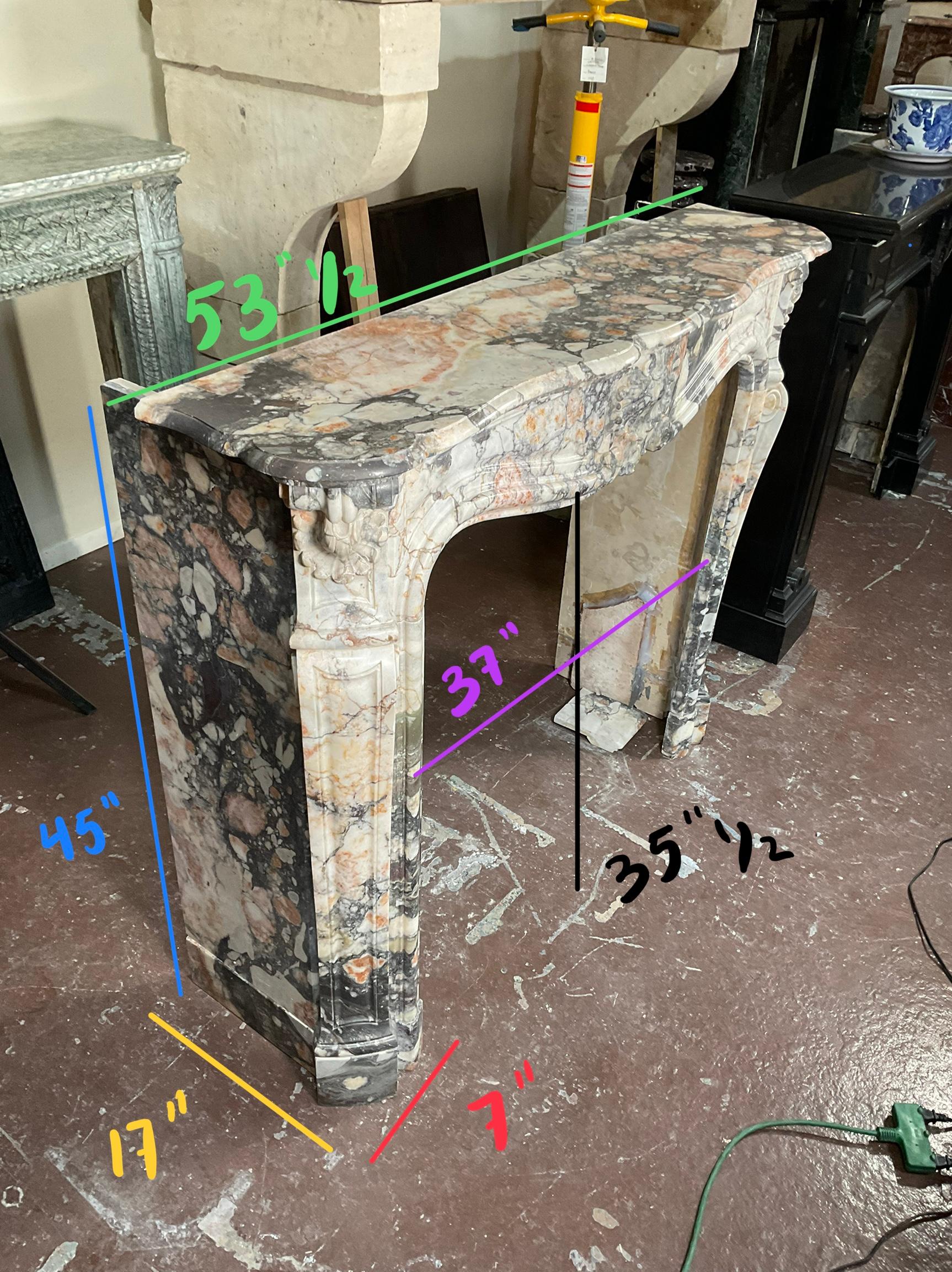 French African Breccia Marble Mantel For Sale 6