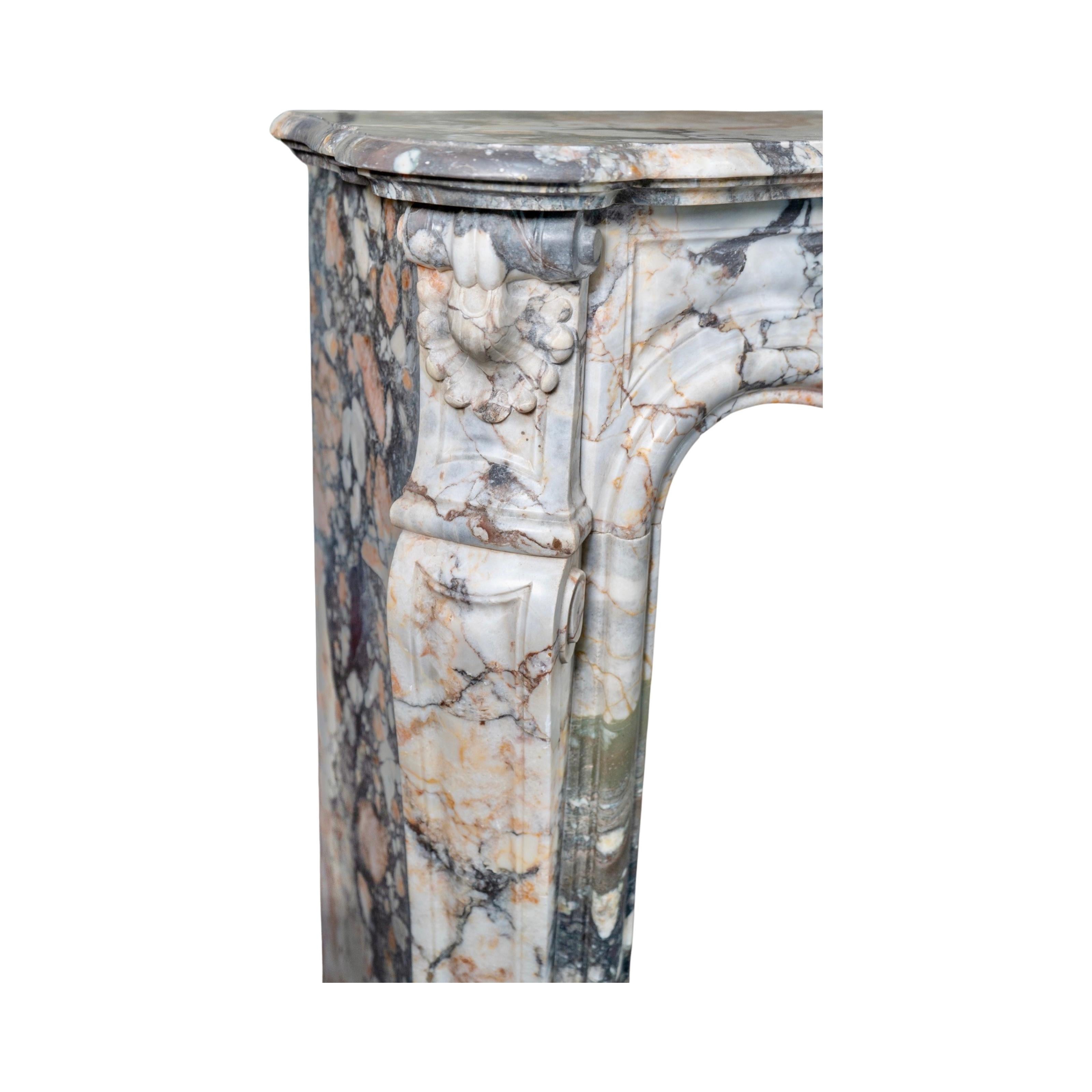 French African Breccia Marble Mantel For Sale 2