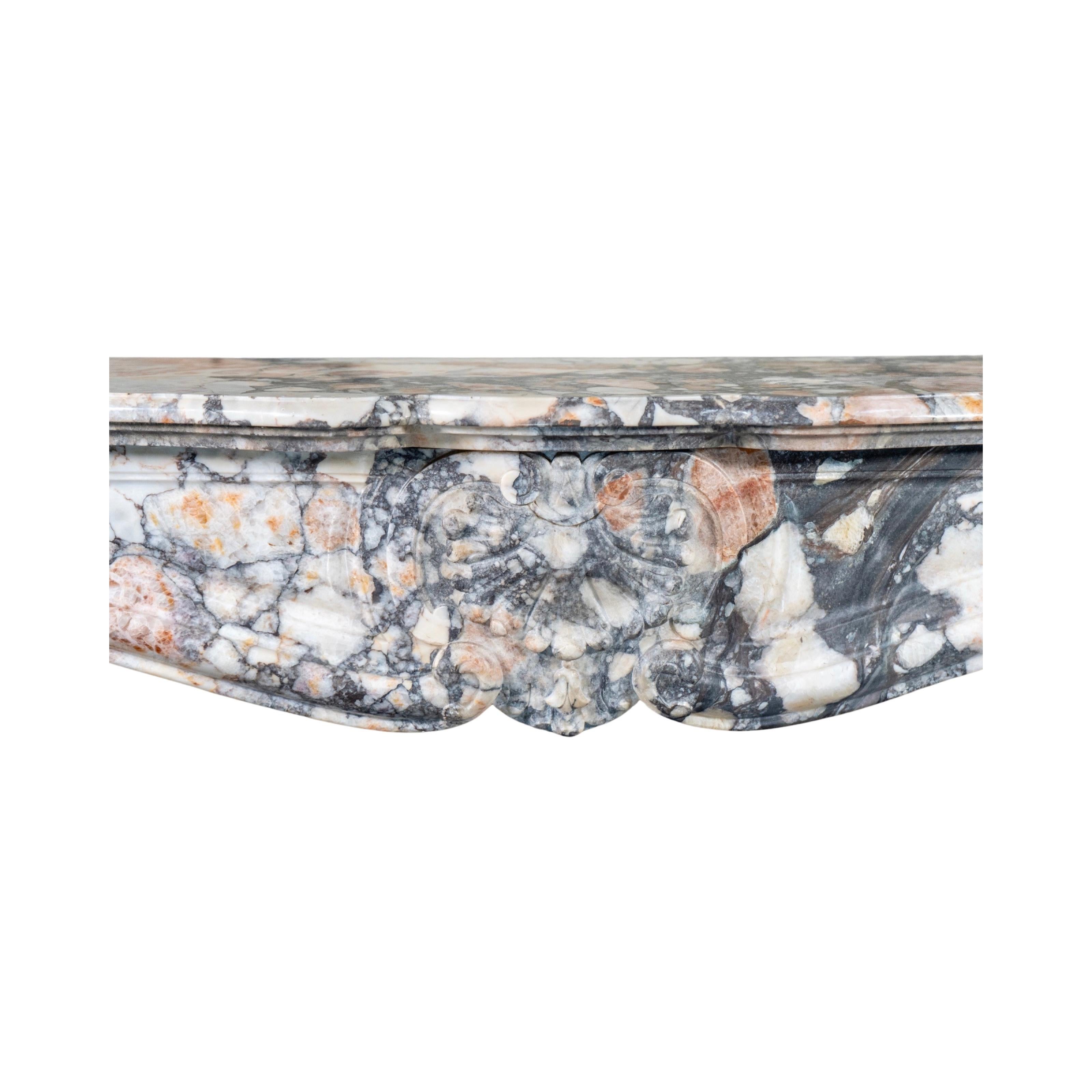 French African Breccia Marble Mantel For Sale 3