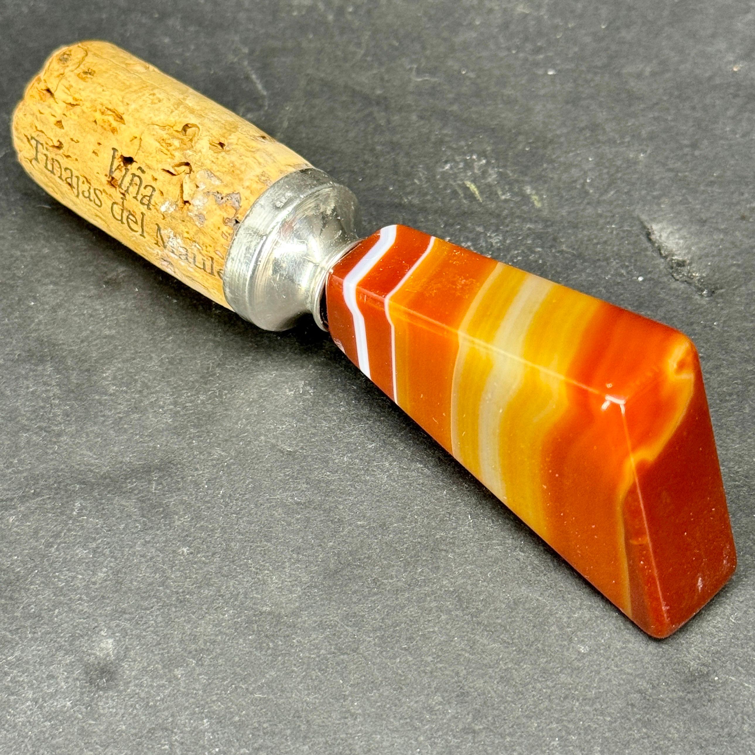 Fatto a mano Tappo per vino in agata francese e argento sterling, anni '20 in vendita