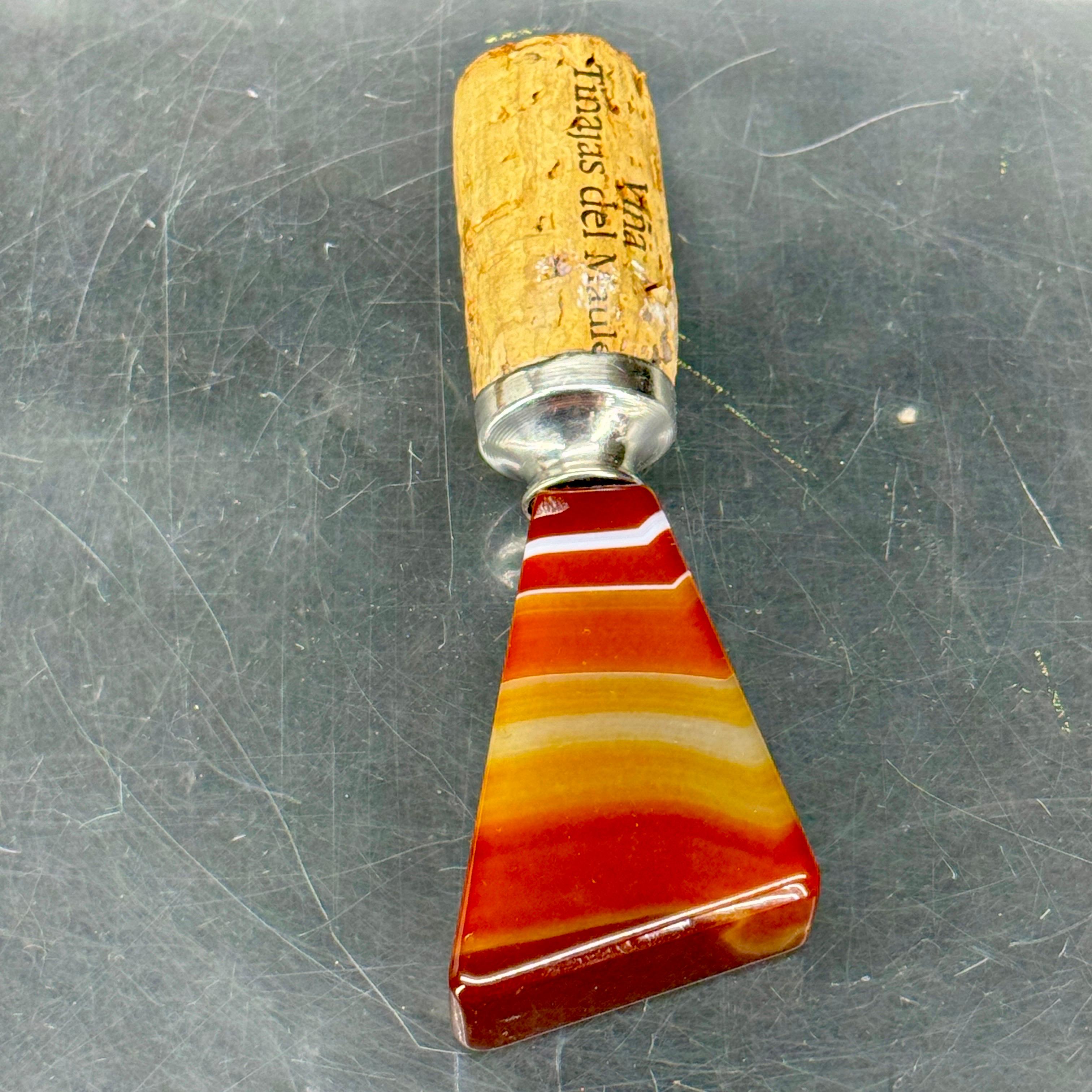 XX secolo Tappo per vino in agata francese e argento sterling, anni '20 in vendita