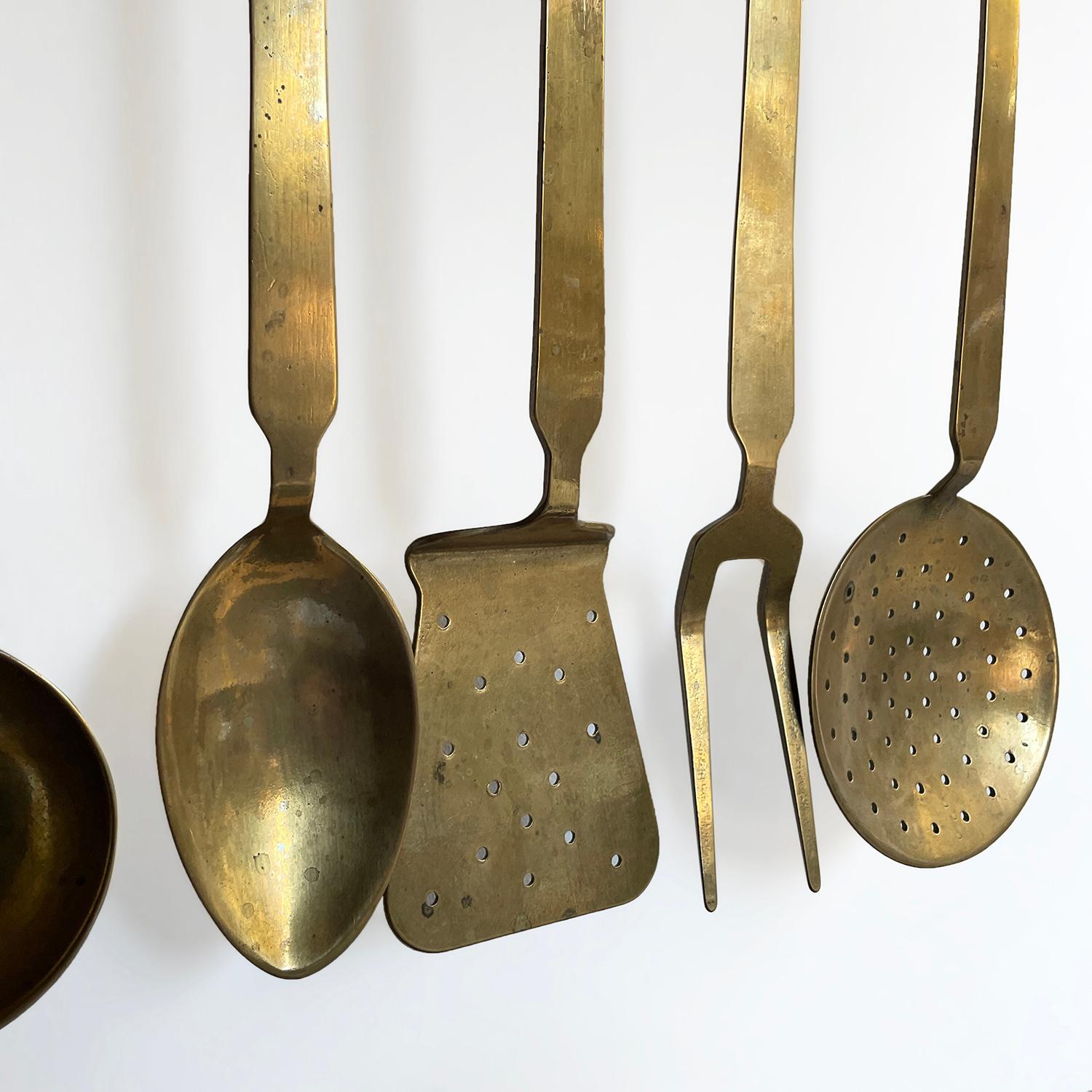 French Aged Brass Cooking Set For Sale 8