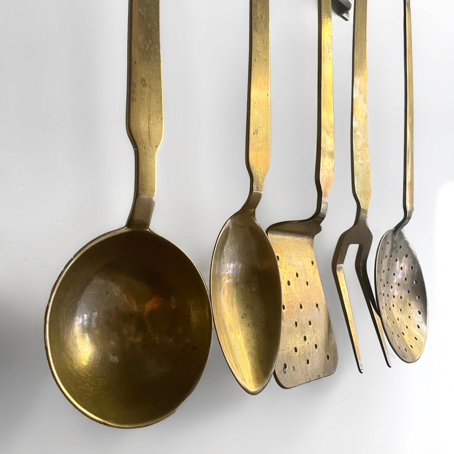 French Aged Brass Cooking Set For Sale 9