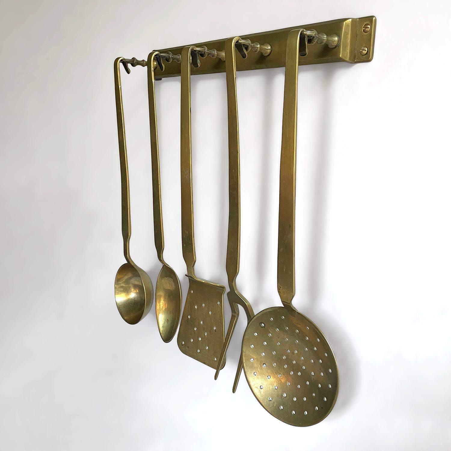 French Aged Brass Cooking Set For Sale 3