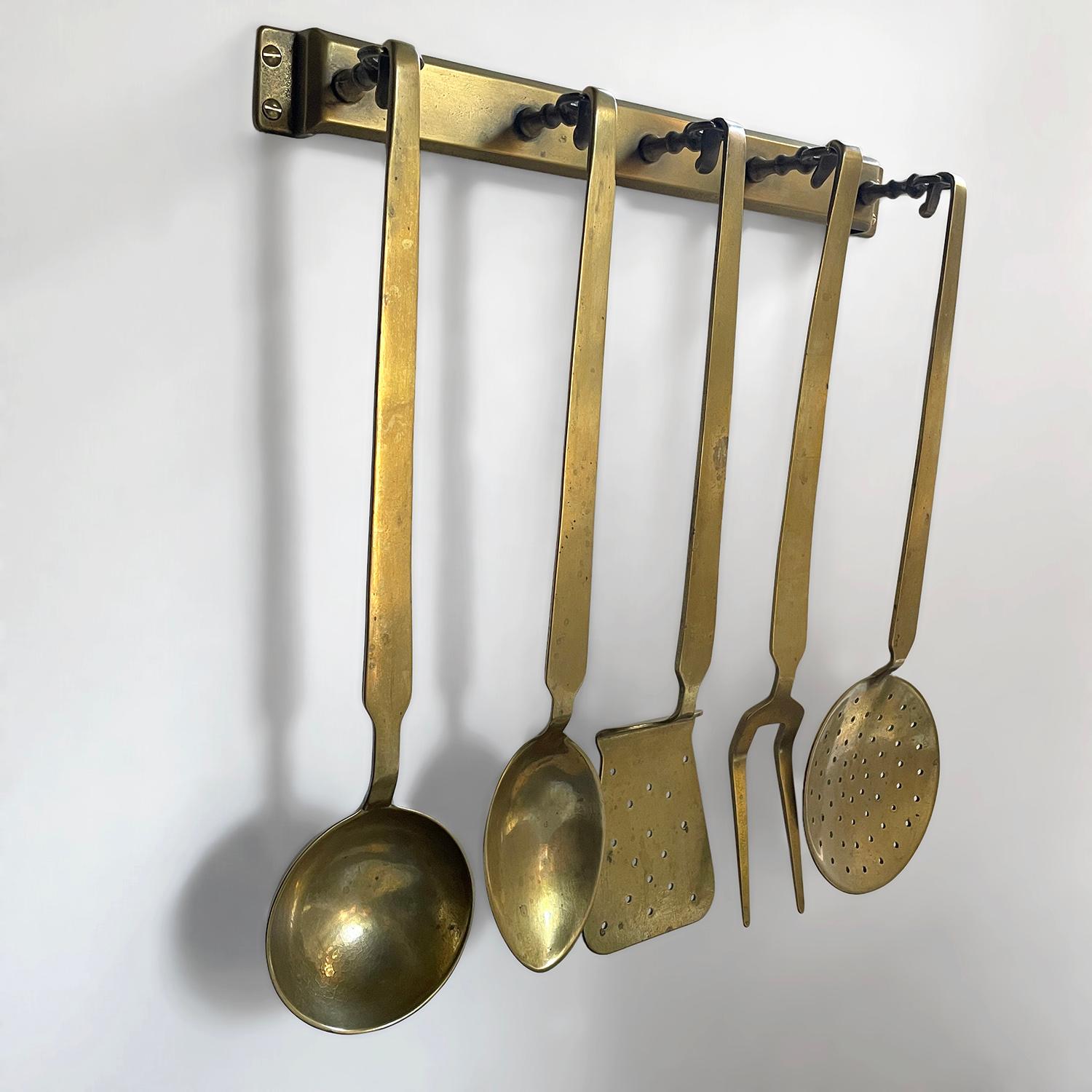 French Aged Brass Cooking Set For Sale 4