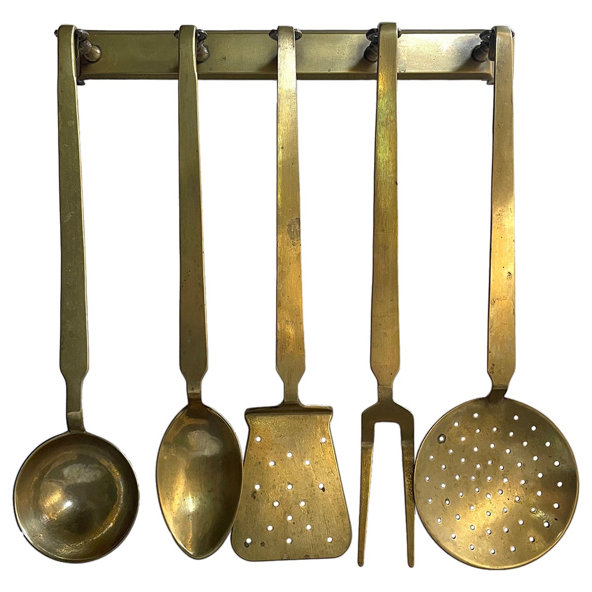 Set da cucina in ottone invecchiato francese