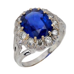 Bague française AGL Ceylan sans chaleur saphir diamant or blanc 18 carats