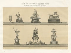 French Agricultural Show Trophies, Antique Silverware Print, 1873