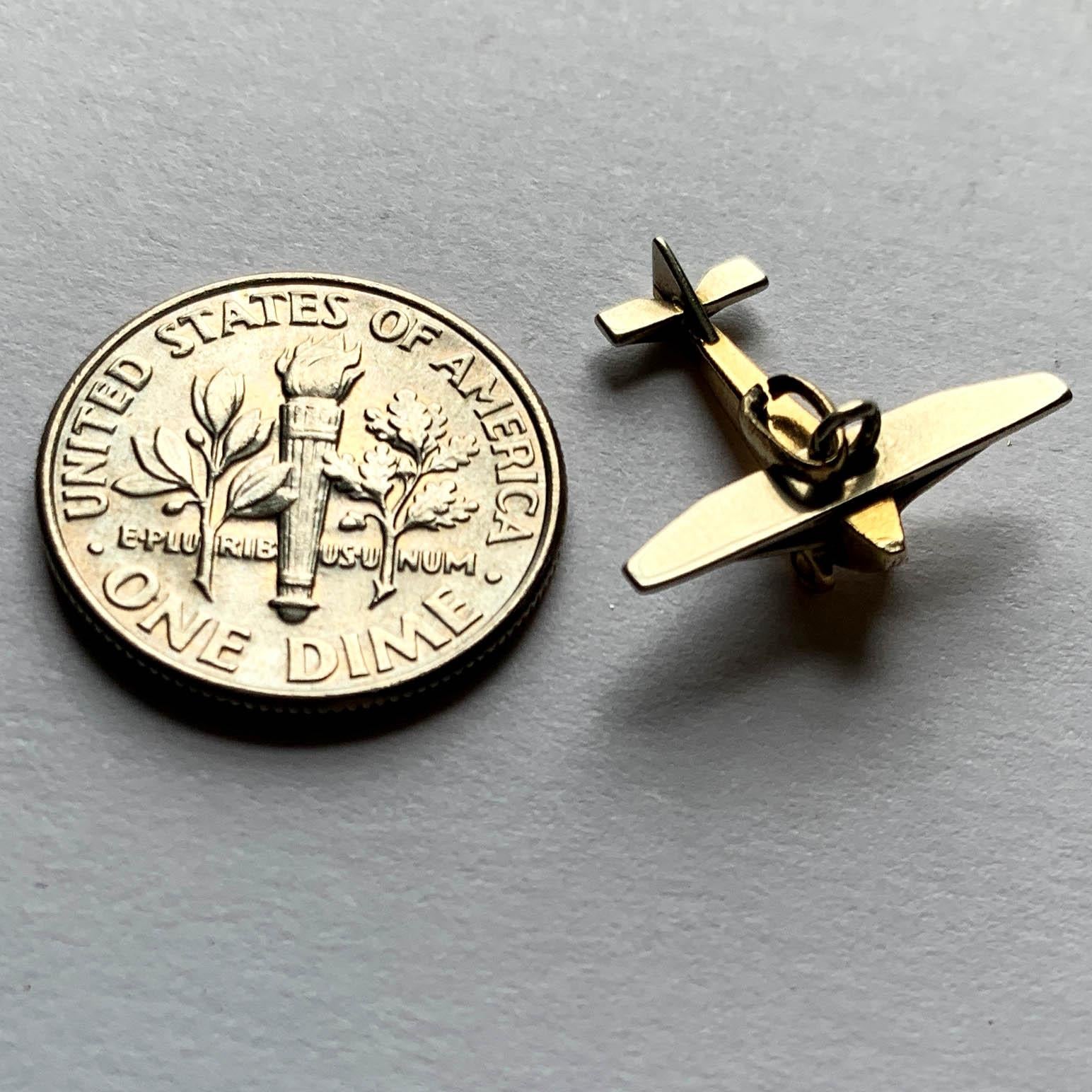 French Airplane Gold Charm 1