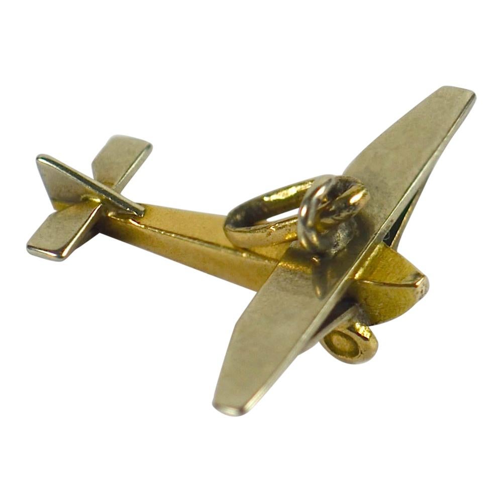 French Airplane Gold Charm