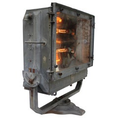 French Airport Blue Grey Metal and Glass Spotlight, Floor lamp by Philips