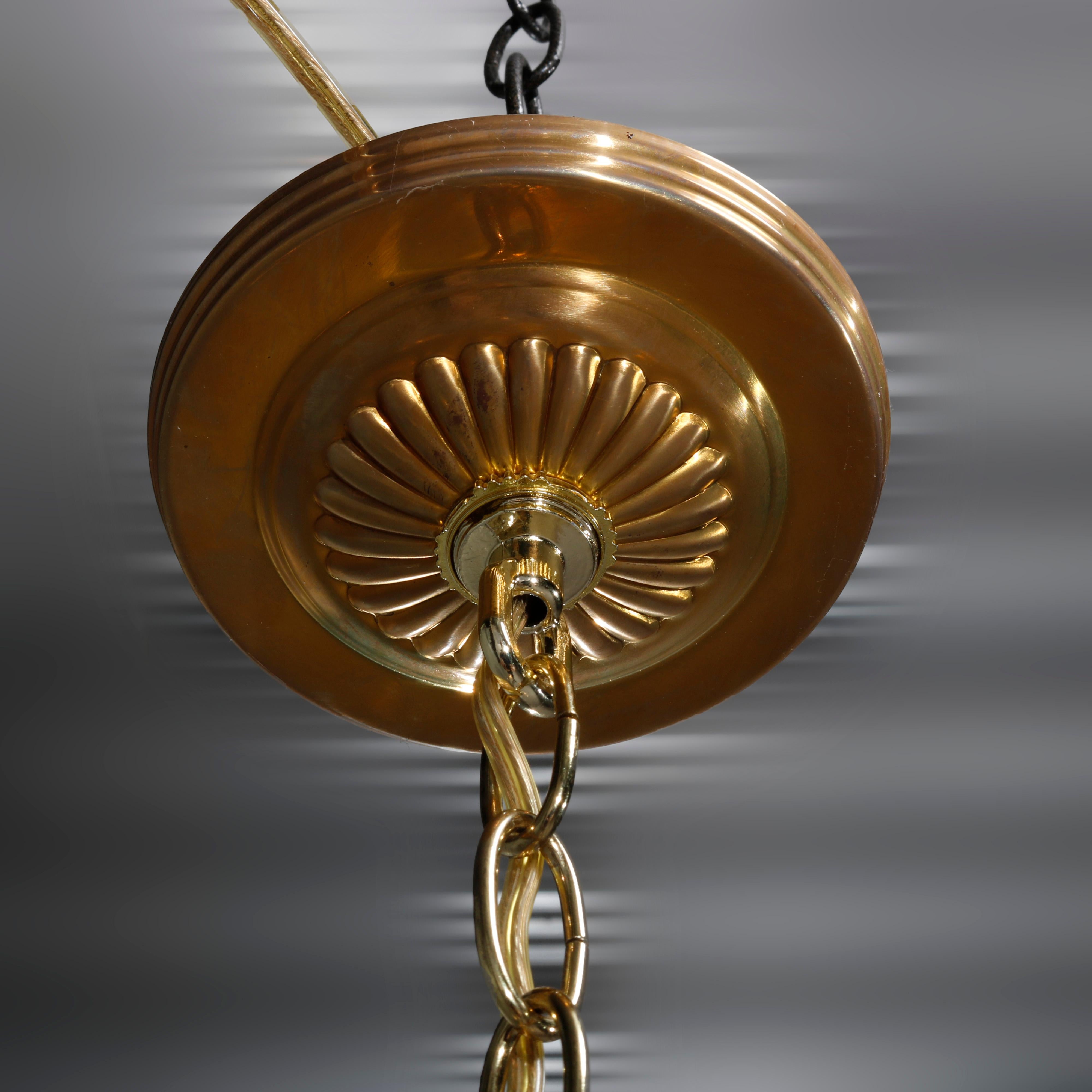 French Alabaster and Brass Six-Light Chandelier, 20th Century 3