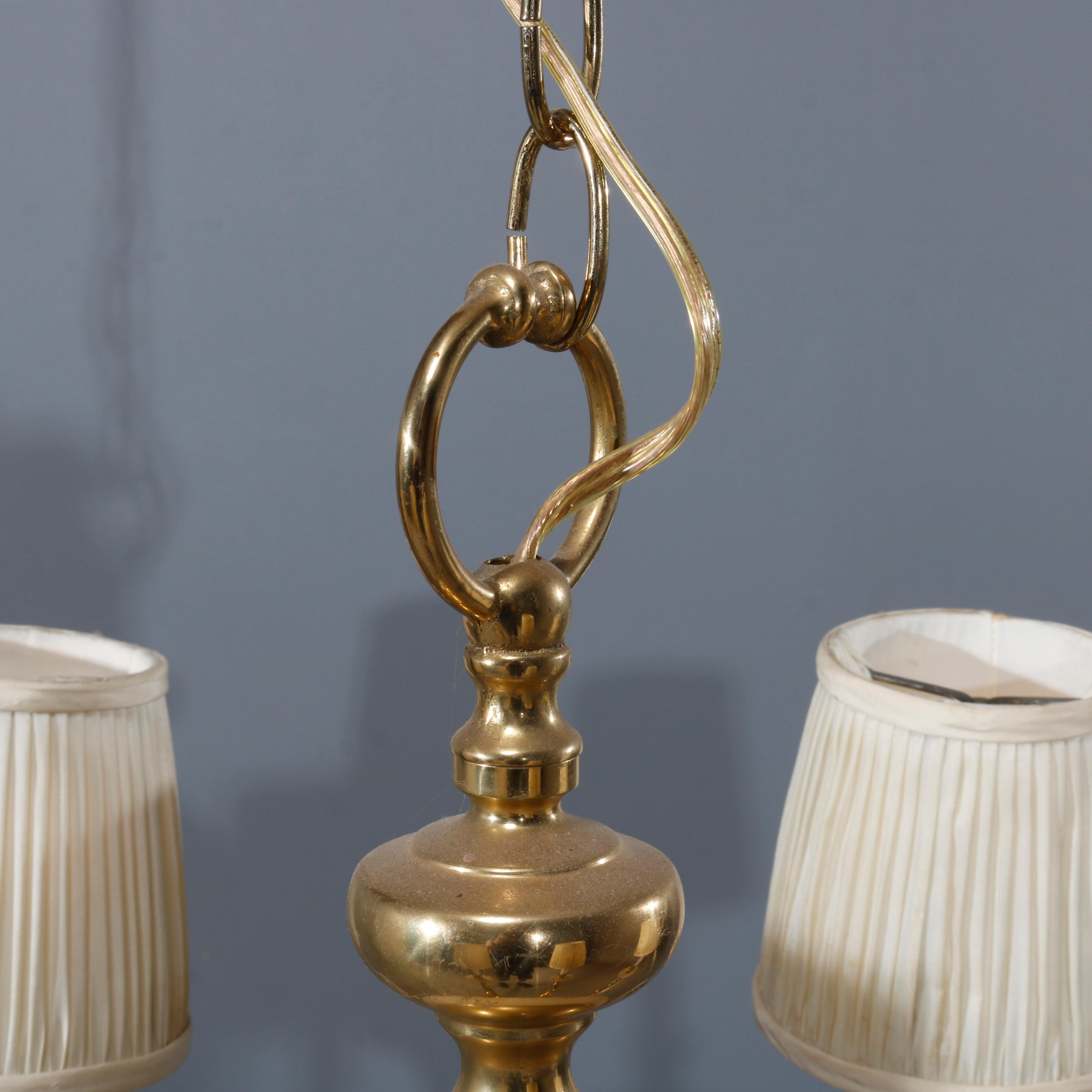 French Alabaster and Brass Six-Light Chandelier, 20th Century 1