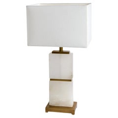 Lampe de table en albâtre et laiton, C.C. 1969