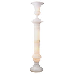 Vintage French Alabaster Column Pedestal