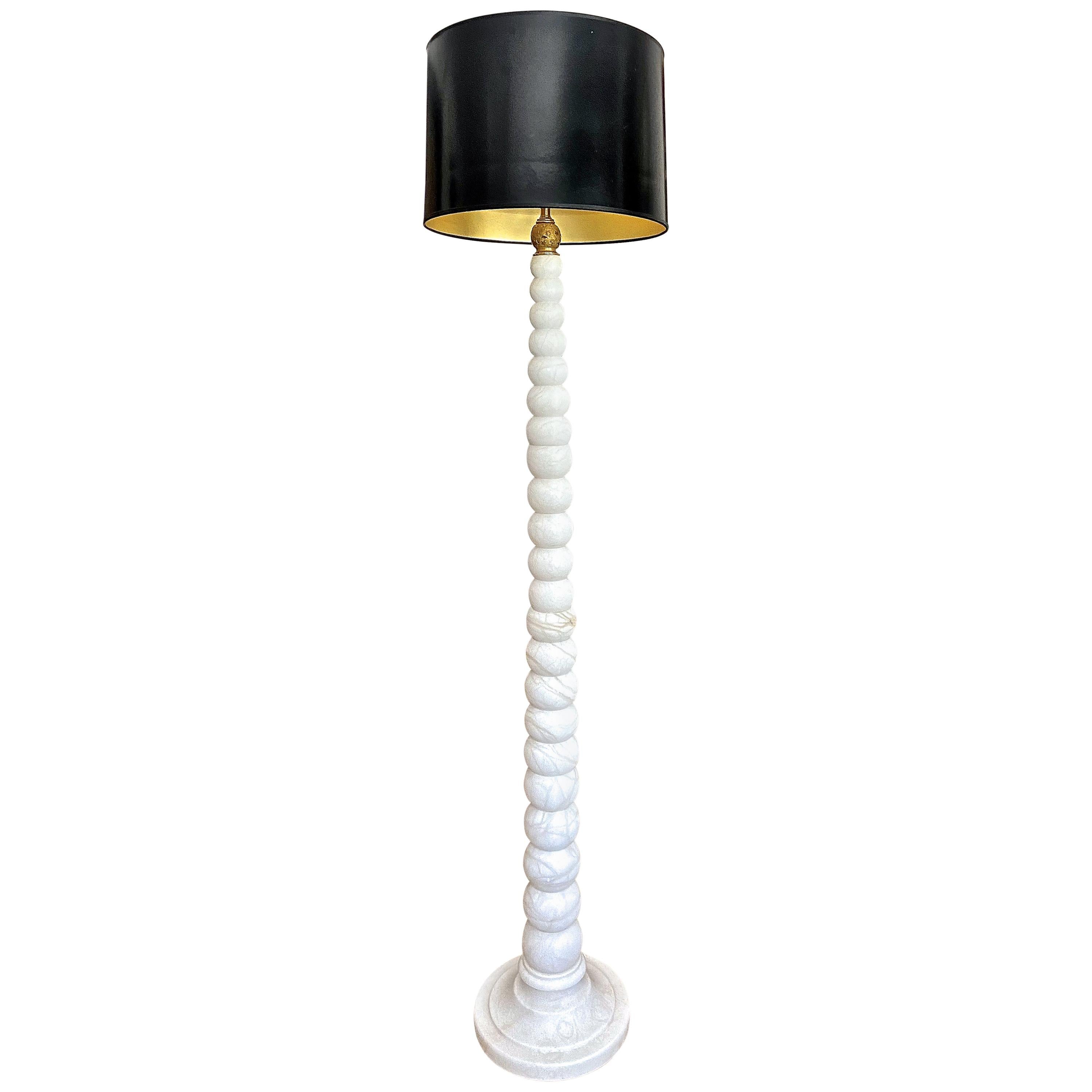 French Alabaster Deco Ball Motif Floor Lamp